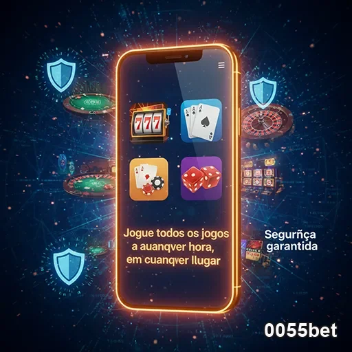 Imagem de um celular com jogos de cassino seguros na plataforma 0055bet